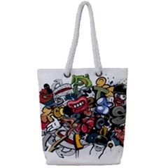 Mural Graffiti Paint Full Print Rope Handle Tote (small) by Salman4z