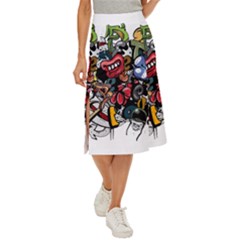 Mural Graffiti Paint Midi Panel Skirt by Salman4z