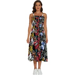 Mural Graffiti Paint Sleeveless Shoulder Straps Boho Dress by Salman4z