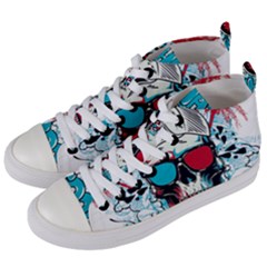 That Cool Graffiti Skull Women s Mid-top Canvas Sneakers by Salman4z