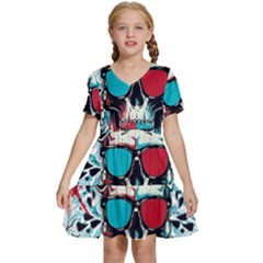 That Cool Graffiti Skull Kids  Short Sleeve Tiered Mini Dress by Salman4z