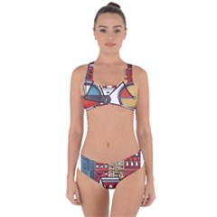 Amsterdam Graphic Design Poster Illustration Criss Cross Bikini Set by Salman4z