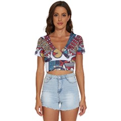 Amsterdam Graphic Design Poster Illustration V-neck Crop Top by Salman4z