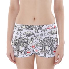 Drawing Clip Art Hand Painted Abstract Creative Space Squid Radio Boyleg Bikini Wrap Bottoms by Salman4z