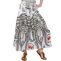 Drawing Clip Art Hand Painted Abstract Creative Space Squid Radio Women s Satin Palazzo Pants by Salman4z