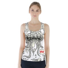 Drawing Clip Art Hand Painted Abstract Creative Space Squid Radio Racer Back Sports Top by Salman4z