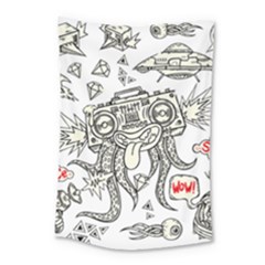 Drawing Clip Art Hand Painted Abstract Creative Space Squid Radio Small Tapestry by Salman4z