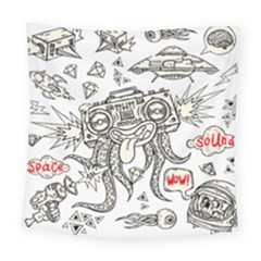 Drawing Clip Art Hand Painted Abstract Creative Space Squid Radio Square Tapestry (large) by Salman4z