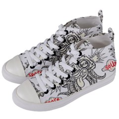 Drawing Clip Art Hand Painted Abstract Creative Space Squid Radio Women s Mid-top Canvas Sneakers by Salman4z