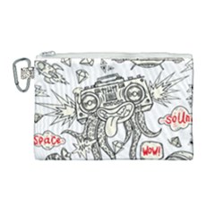 Drawing Clip Art Hand Painted Abstract Creative Space Squid Radio Canvas Cosmetic Bag (large) by Salman4z