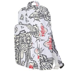 Drawing Clip Art Hand Painted Abstract Creative Space Squid Radio Double Compartment Backpack by Salman4z