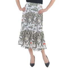 Drawing Clip Art Hand Painted Abstract Creative Space Squid Radio Midi Mermaid Skirt