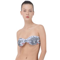 Drawing Clip Art Hand Painted Abstract Creative Space Squid Radio Classic Bandeau Bikini Top  by Salman4z