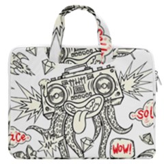 Drawing Clip Art Hand Painted Abstract Creative Space Squid Radio Macbook Pro 13  Double Pocket Laptop Bag by Salman4z