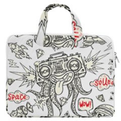 Drawing Clip Art Hand Painted Abstract Creative Space Squid Radio Macbook Pro 16  Double Pocket Laptop Bag  by Salman4z