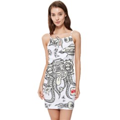 Drawing Clip Art Hand Painted Abstract Creative Space Squid Radio Summer Tie Front Dress by Salman4z