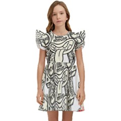 Drawing Clip Art Hand Painted Abstract Creative Space Squid Radio Kids  Winged Sleeve Dress by Salman4z