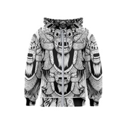 Balinese Art Barong Drawing Bali White Background People Kids  Zipper Hoodie by Salman4z