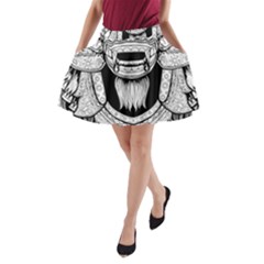 Balinese Art Barong Drawing Bali White Background People A-line Pocket Skirt by Salman4z