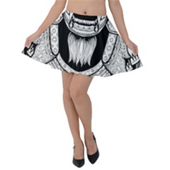 Balinese Art Barong Drawing Bali White Background People Velvet Skater Skirt by Salman4z