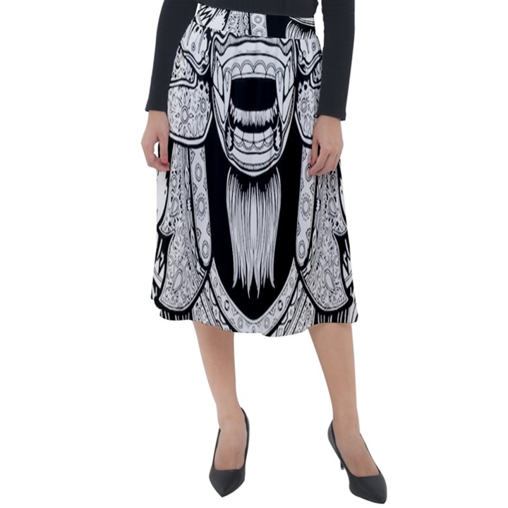 Balinese Art Barong Drawing Bali White Background People Classic Velour Midi Skirt 