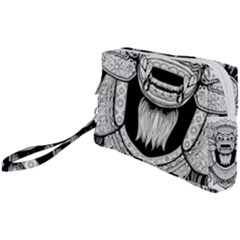 Balinese Art Barong Drawing Bali White Background People Wristlet Pouch Bag (small) by Salman4z