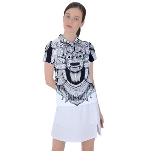 Balinese Art Barong Drawing Bali White Background People Women s Polo Tee by Salman4z