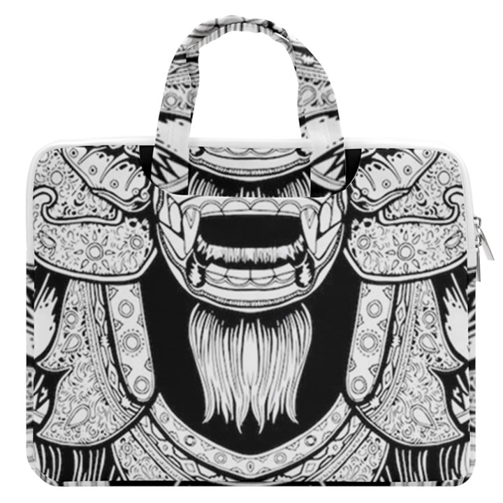 Balinese Art Barong Drawing Bali White Background People MacBook Pro 13  Double Pocket Laptop Bag