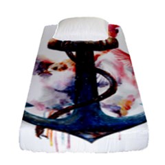 Anchor Watercolor Painting Tattoo Art Anchors And Birds Fitted Sheet (single Size) by Salman4z