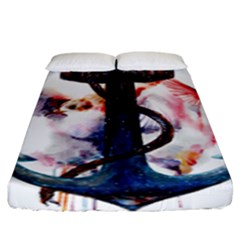 Anchor Watercolor Painting Tattoo Art Anchors And Birds Fitted Sheet (king Size) by Salman4z