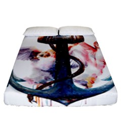 Anchor Watercolor Painting Tattoo Art Anchors And Birds Fitted Sheet (california King Size) by Salman4z