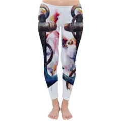 Anchor Watercolor Painting Tattoo Art Anchors And Birds Classic Winter Leggings by Salman4z