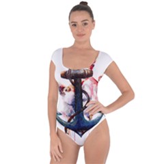 Anchor Watercolor Painting Tattoo Art Anchors And Birds Short Sleeve Leotard  by Salman4z