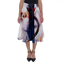 Anchor Watercolor Painting Tattoo Art Anchors And Birds Perfect Length Midi Skirt by Salman4z