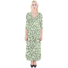 Multicolored Chemical Bond Illustration Chemistry Formula Science Quarter Sleeve Wrap Maxi Dress by Salman4z