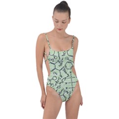 Multicolored Chemical Bond Illustration Chemistry Formula Science Tie Strap One Piece Swimsuit by Salman4z