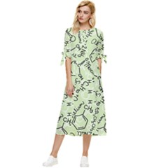 Multicolored Chemical Bond Illustration Chemistry Formula Science Bow Sleeve Chiffon Midi Dress by Salman4z