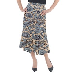 Texture Ornament Paisley Midi Mermaid Skirt