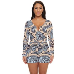 Texture Ornament Paisley Long Sleeve Boyleg Swimsuit by Salman4z