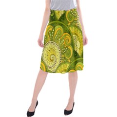 Doodles Patterns Ornament Vector Flowers Green Midi Beach Skirt by Salman4z