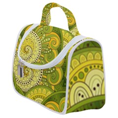 Doodles Patterns Ornament Vector Flowers Green Satchel Handbag by Salman4z