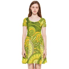 Doodles Patterns Ornament Vector Flowers Green Inside Out Cap Sleeve Dress by Salman4z