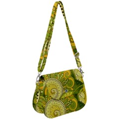 Doodles Patterns Ornament Vector Flowers Green Saddle Handbag by Salman4z