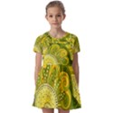 Doodles Patterns Ornament Vector Flowers Green Kids  Short Sleeve Pinafore Style Dress View1