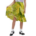 Doodles Patterns Ornament Vector Flowers Green Kids  Ruffle Flared Wrap Midi Skirt View1