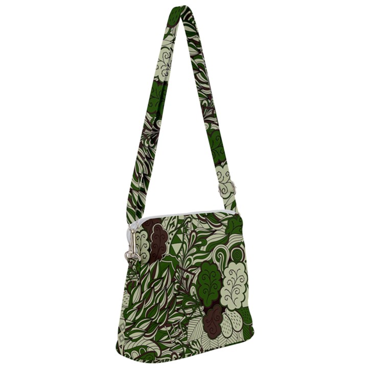 Texture Ornament Pattern Seamless Paisley Zipper Messenger Bag