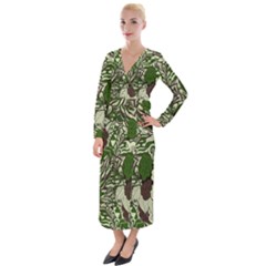 Texture Ornament Pattern Seamless Paisley Velvet Maxi Wrap Dress