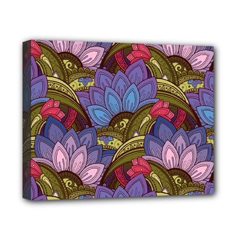 Purple Red And Green Flowers Digital Wallpaper Patterns Ornament Canvas 10  X 8  (stretched) by Salman4z