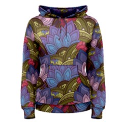 Purple Red And Green Flowers Digital Wallpaper Patterns Ornament Women s Pullover Hoodie by Salman4z