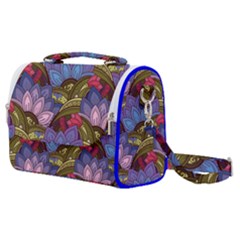 Purple Red And Green Flowers Digital Wallpaper Patterns Ornament Satchel Shoulder Bag by Salman4z